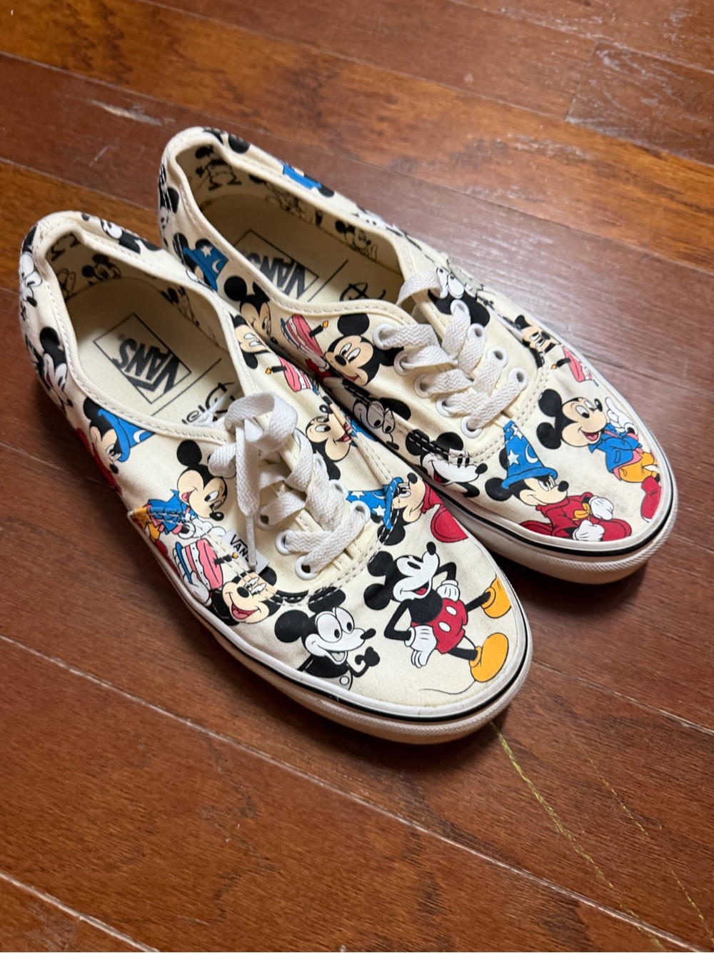 Vans Disney Mickey Canvas Sneakers - Cream with Red Blue Black Accents - Picture 2 of 4